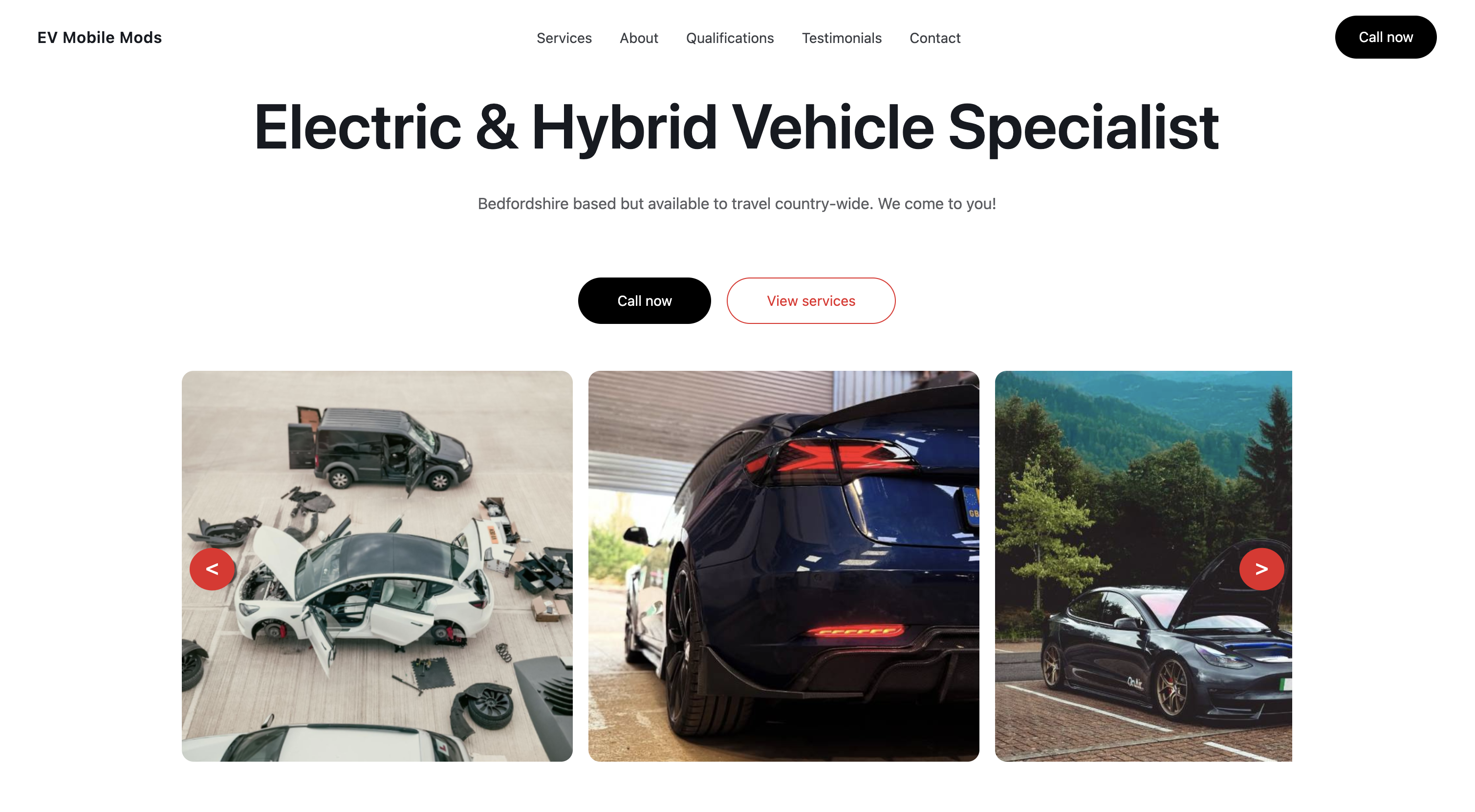 Screenshot of EV Mobile Mods homepage