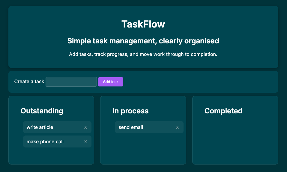 Screenshot of TaskFlow plan page